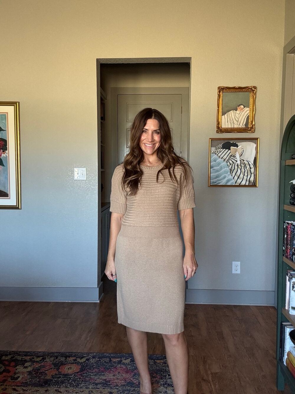 LOFT Camel Wool Rabbit Hair Knit Sweater Dress Size L